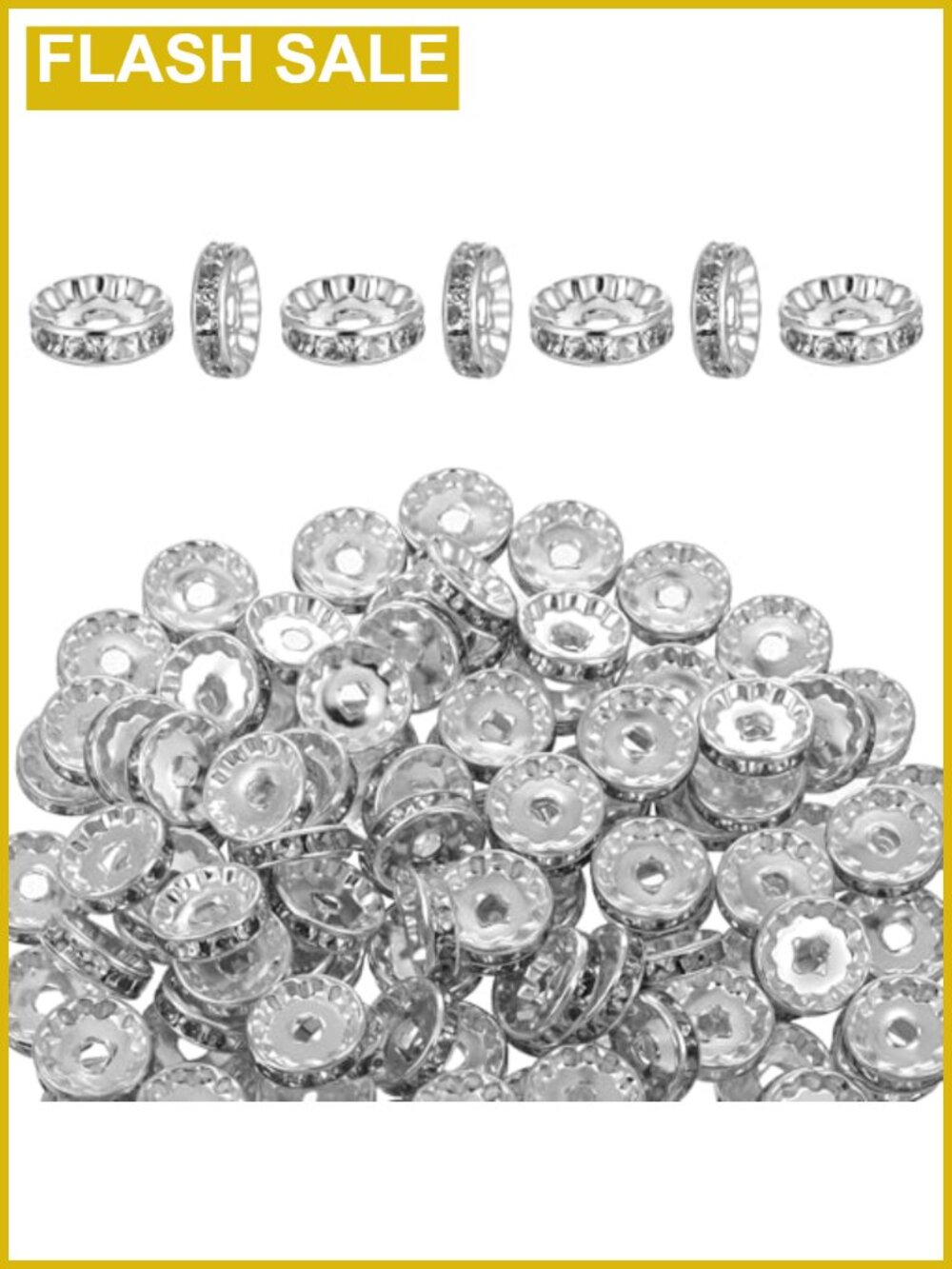 100pcs Rhinestone Spacer Beads 12mm Crystal Metal Rondelle for Jewelry Making